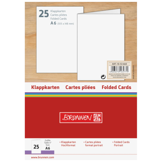 Brev- och hobbykort | A6, 105×148 mm, 250 g/m², vit, 25 styck