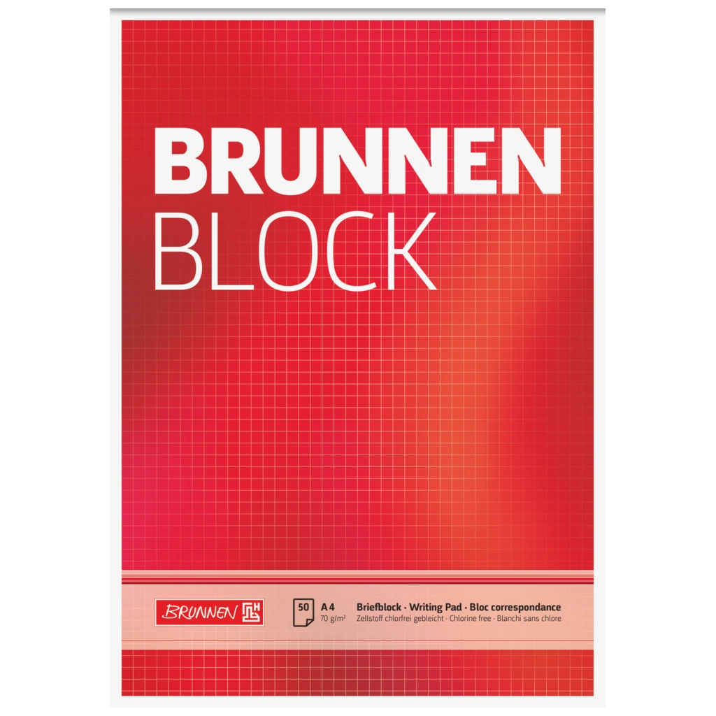 Brevpapper “BRUNNEN Block” | A4, linjal 22, 50 blad / 100 sidor, röd