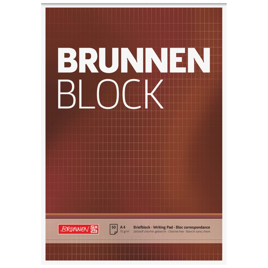 Brevpapper “BRUNNEN Block” | A4, linjal 23, 50 blad / 100 sidor, brun