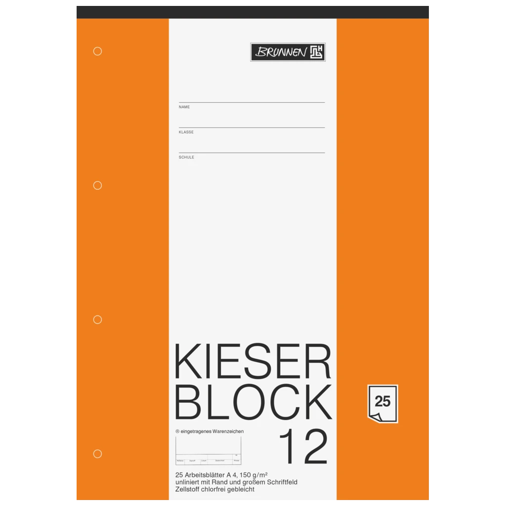 KIESER ritblock perforerad | A4, blank, 25 blad, vit
