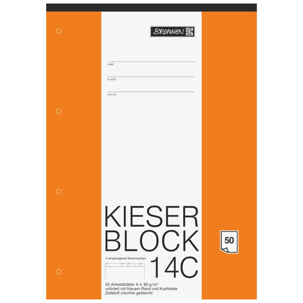 KIESER block perforerad | A4, linjal 20, 50 blad / 100 sidor, mångfärgad