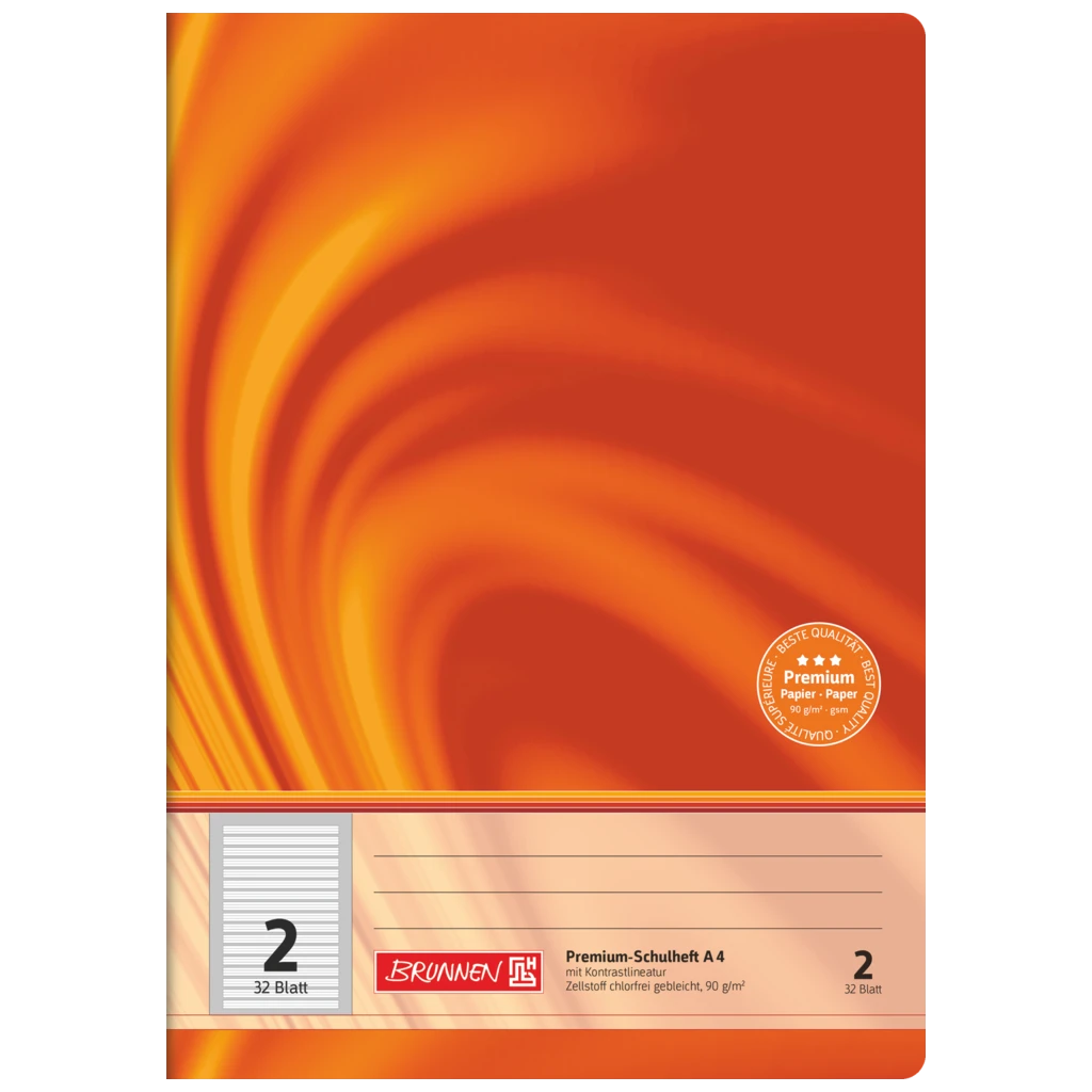 Övningsbok Premium Vivendi | A4, linjal 2, 32 blad / 64 sidor, orange