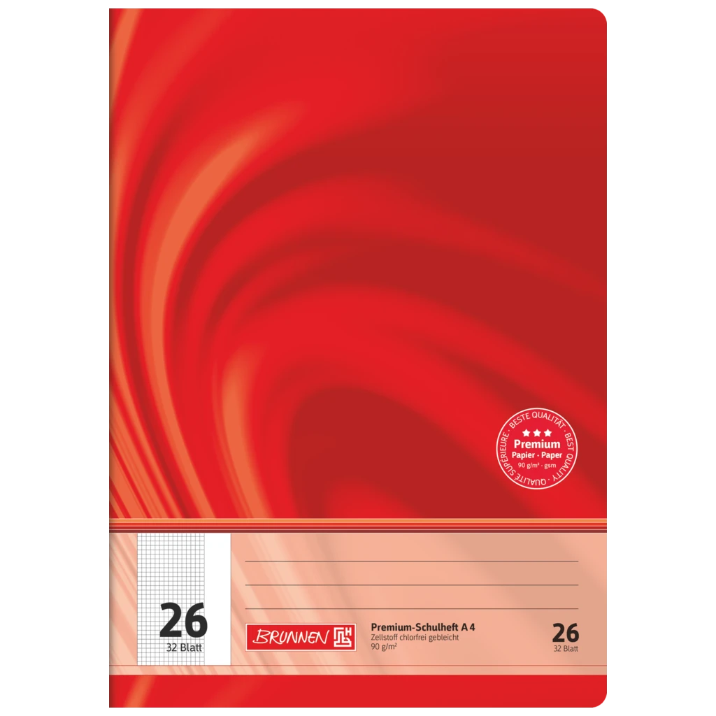 Övningsbok Premium Vivendi | A4, linjal 26, 32 blad / 64 sidor, röd