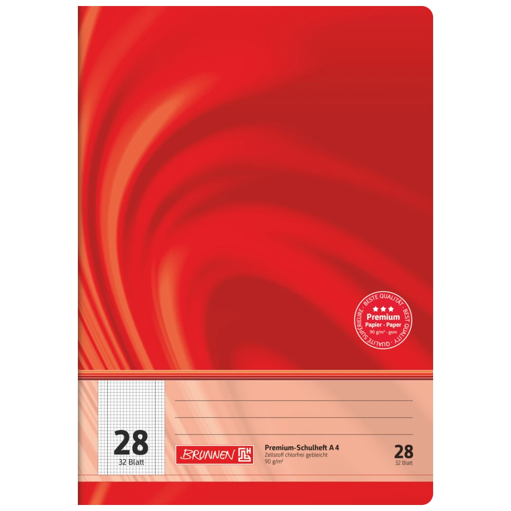 Övningsbok Premium Vivendi | A4, linjal 28, 32 blad / 64 sidor, röd