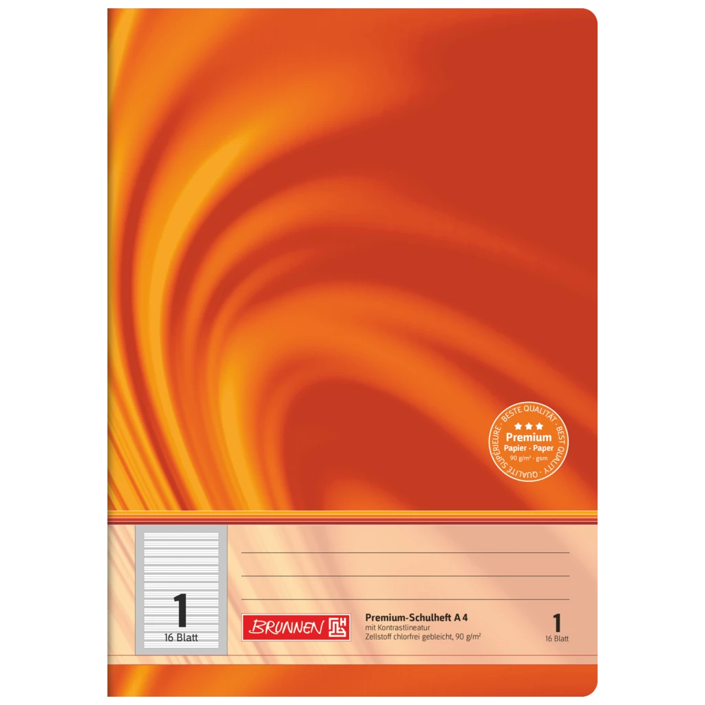 Övningsbok Premium Vivendi | A4, linjal 1, 16 blad / 32 sidor, orange