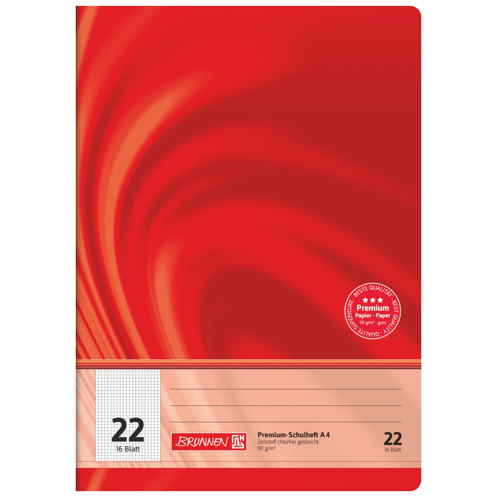 Övningsbok Premium Vivendi | A4, linjal 22, 16 blad / 32 sidor, röd
