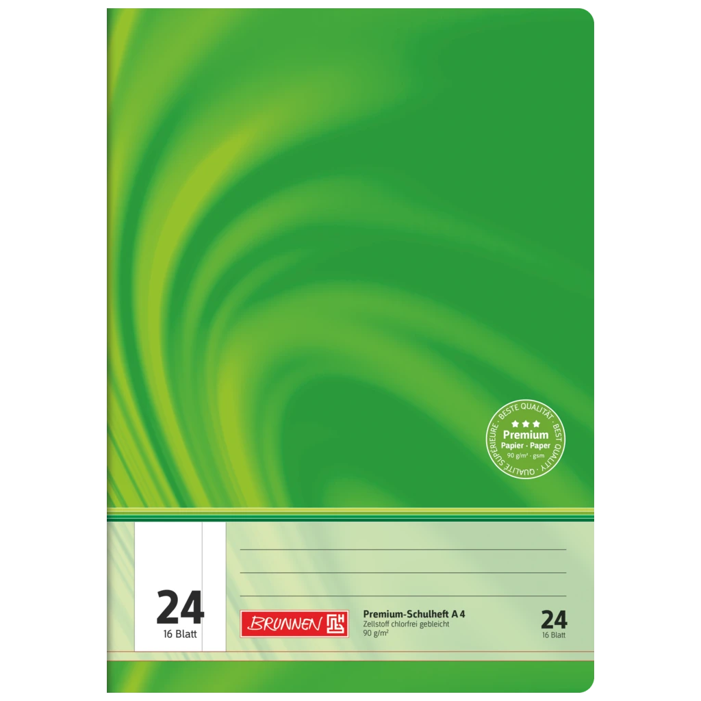 Övningsbok Premium Vivendi | A4, linjal 24, 16 blad / 32 sidor, grön