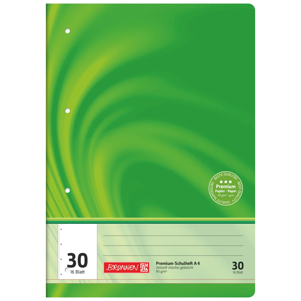 Övningsbok Premium Vivendi | A4, linjal 30, 16 blad / 32 sidor, grön
