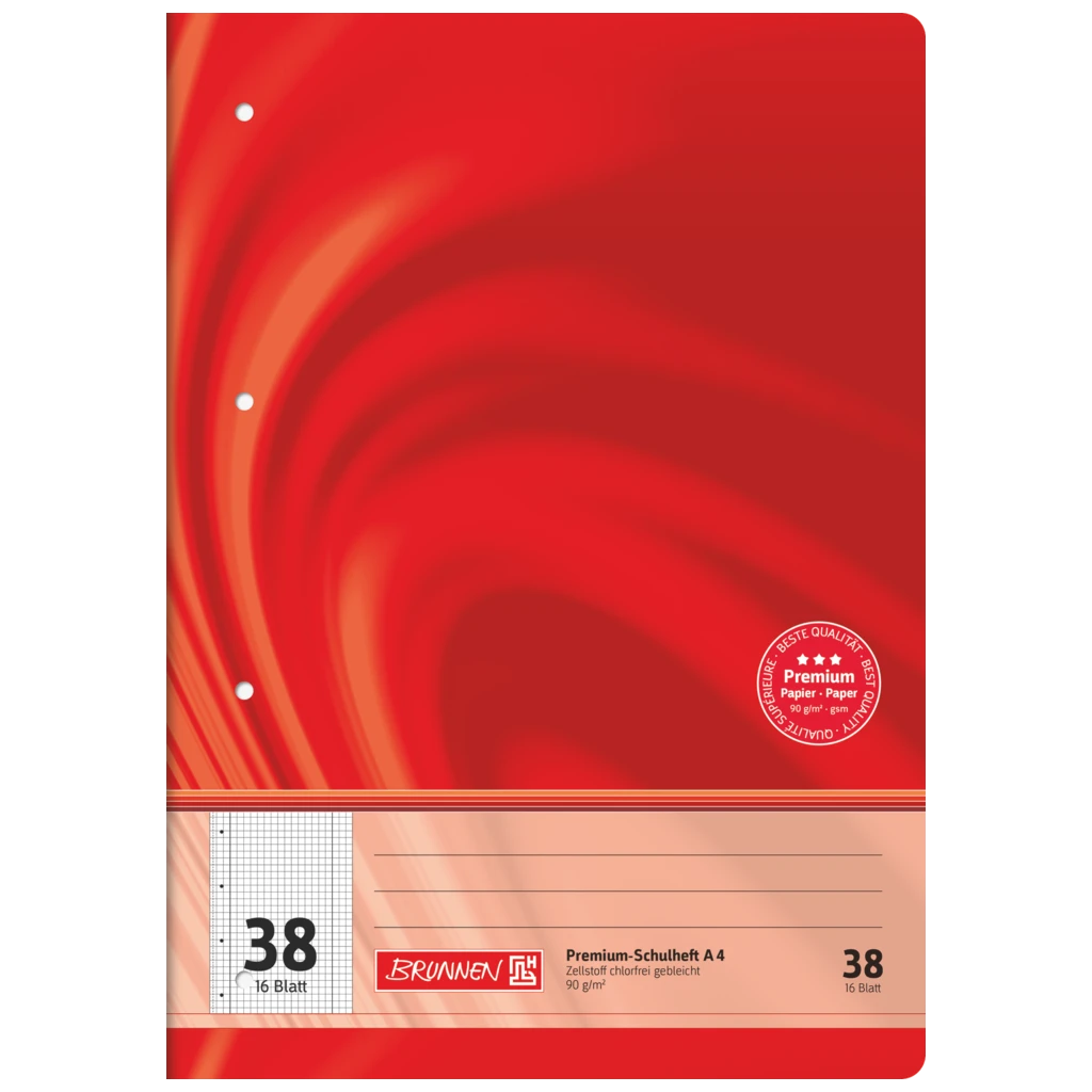 Övningsbok Premium Vivendi | A4, linjal 38, 16 blad / 32 sidor, röd