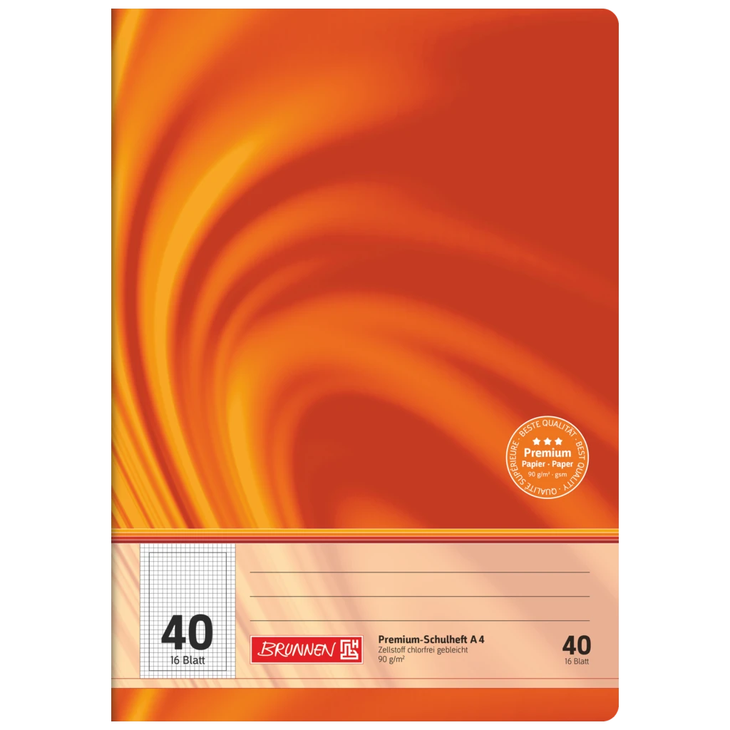 Övningsbok Premium Vivendi | A4, linjal 40, 16 blad / 32 sidor, orange