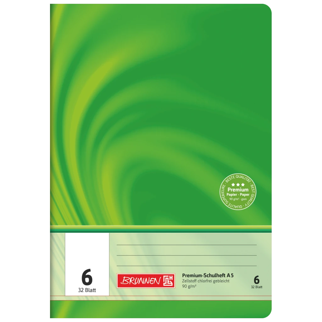 Övningsbok Premium Vivendi | A5, linjal 6, 32 blad / 64 sidor, grön