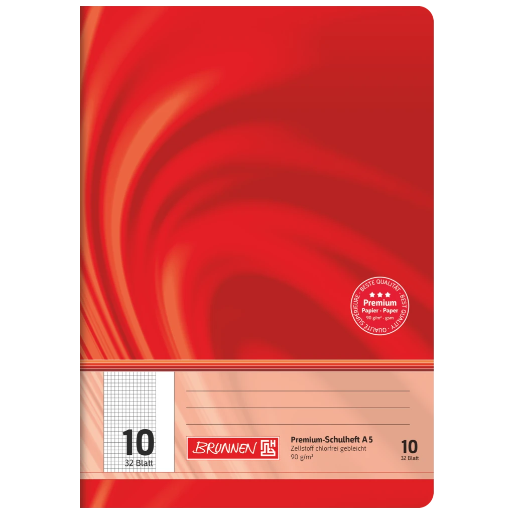 Övningsbok Premium Vivendi | A5, linjal 10, 32 blad / 64 sidor, röd