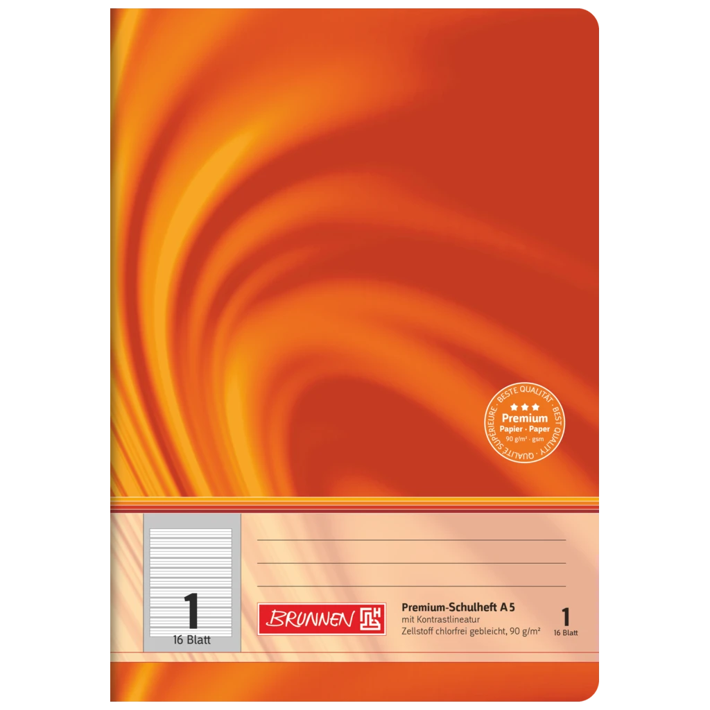 Övningsbok Premium Vivendi | A5, linjal 1, 16 blad / 32 sidor, orange