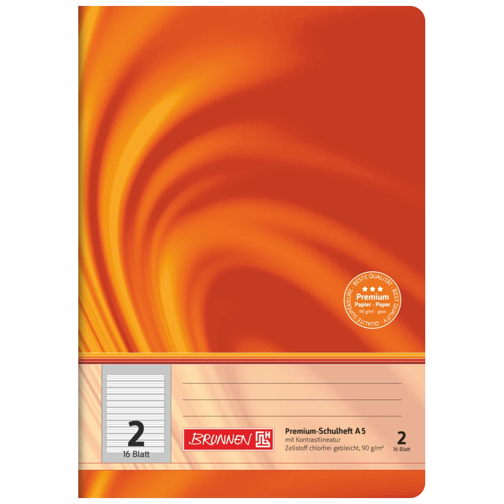Övningsbok Premium Vivendi | A5, linjal 2, 16 blad / 32 sidor, orange