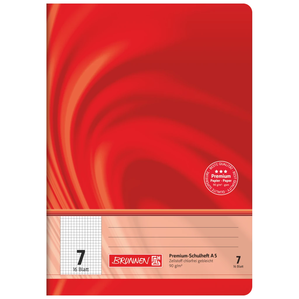 Övningsbok Premium Vivendi | A5, linjal 7, 16 blad / 32 sidor, röd