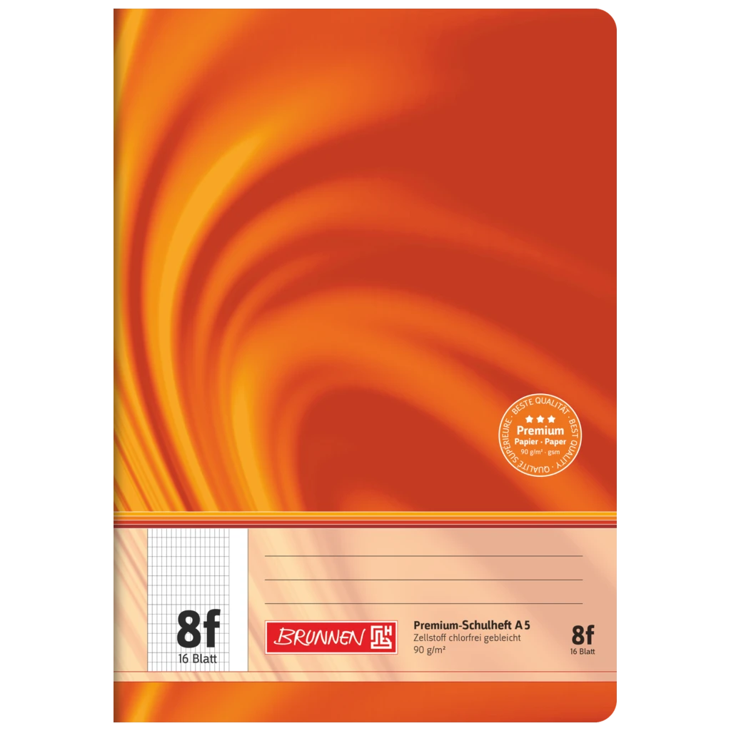 Övningsbok Premium Vivendi | A5, linjal 8f, 16 blad / 32 sidor, orange
