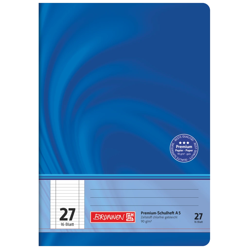 Övningsbok Premium Vivendi | A5, linjal 27, 16 blad / 32 sidor, blå