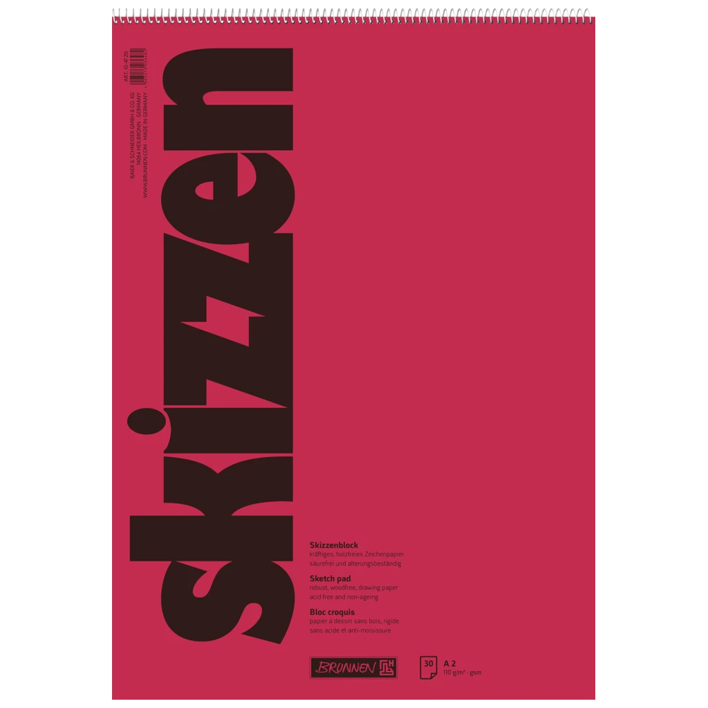 Skissblock | A2, 30 blad, röd