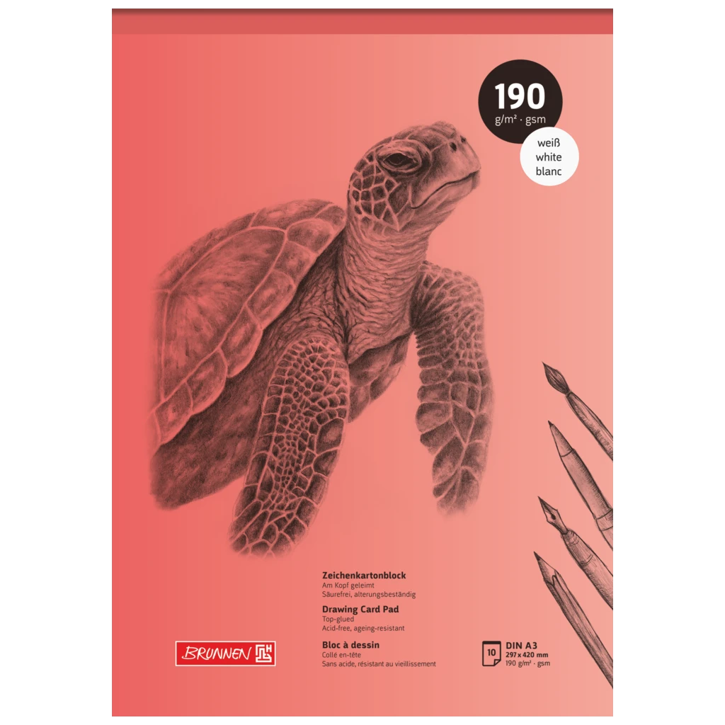 Ritning av kartongblock | A3, 10 blad, röd