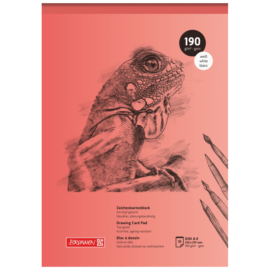 Ritning av kartongblock | A4, 10 blad, röd