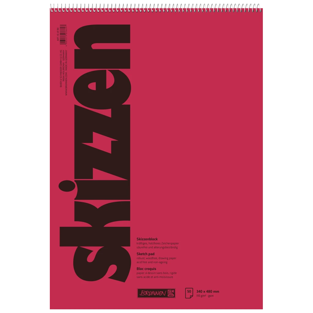 Skissblock | 340×480 mm, 50 blad, röd