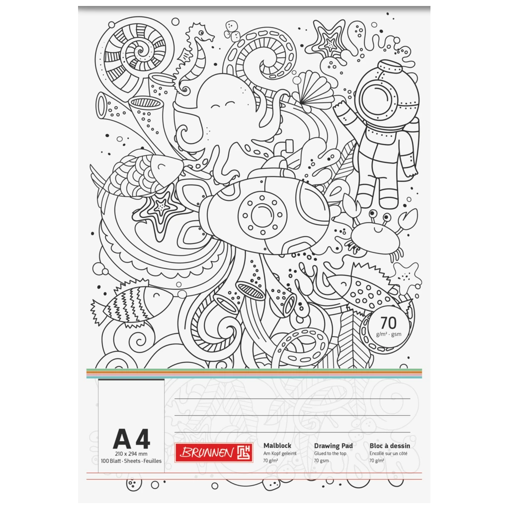 Målarblock “Submarine” ZENart | A4, 100 blad, vit/svart