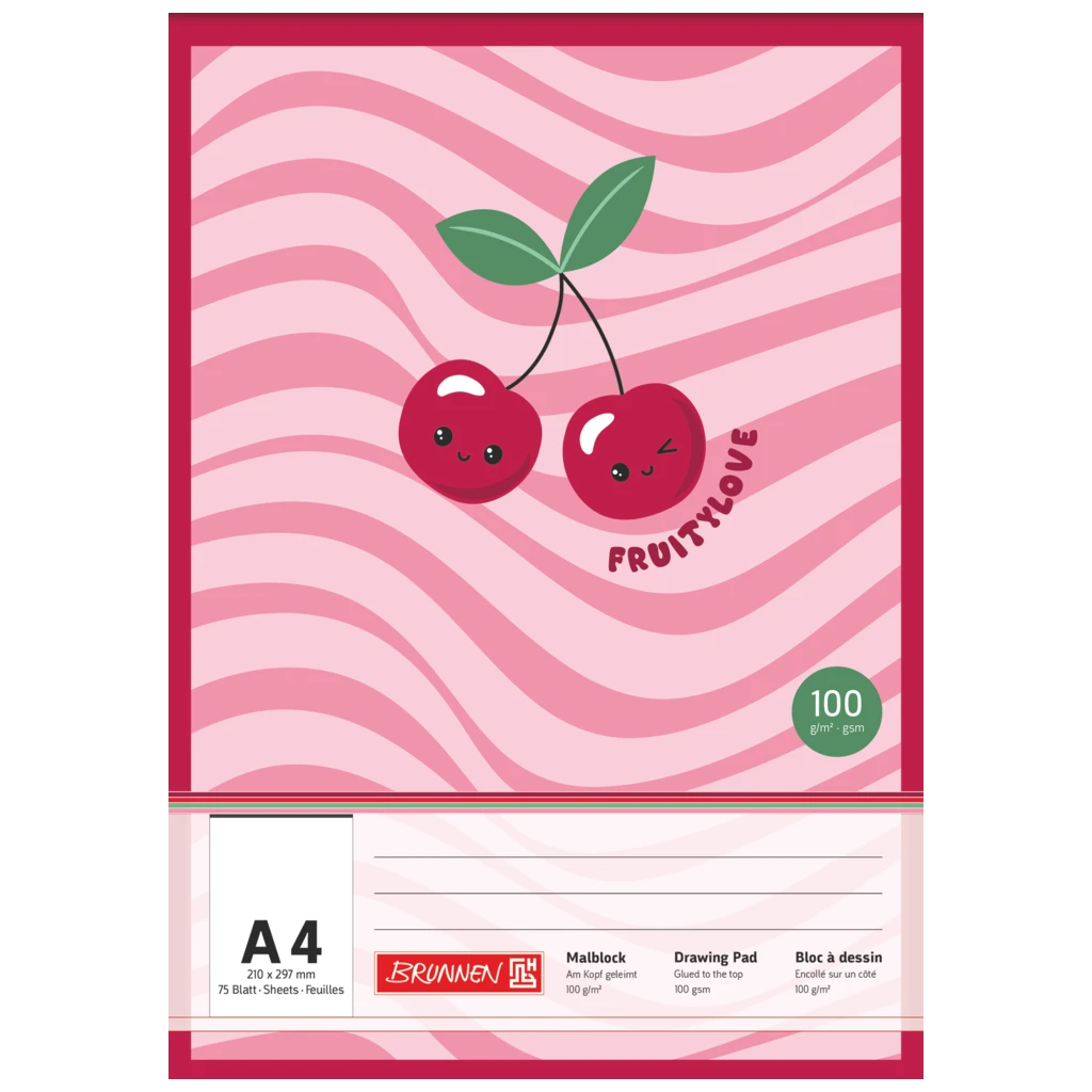 Målarblock Fruity Love | A4, 75 blad, rosa/röd