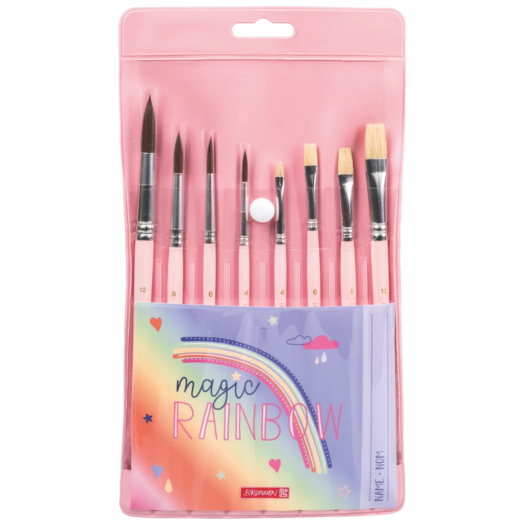 Borstset för skola Magic Rainbow | rosa, 8 pensel