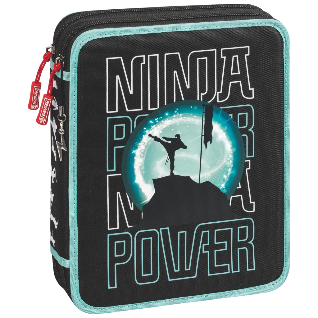 Pennskrin XXL Ninja Power | 2 dragkedjor, turkos/svart