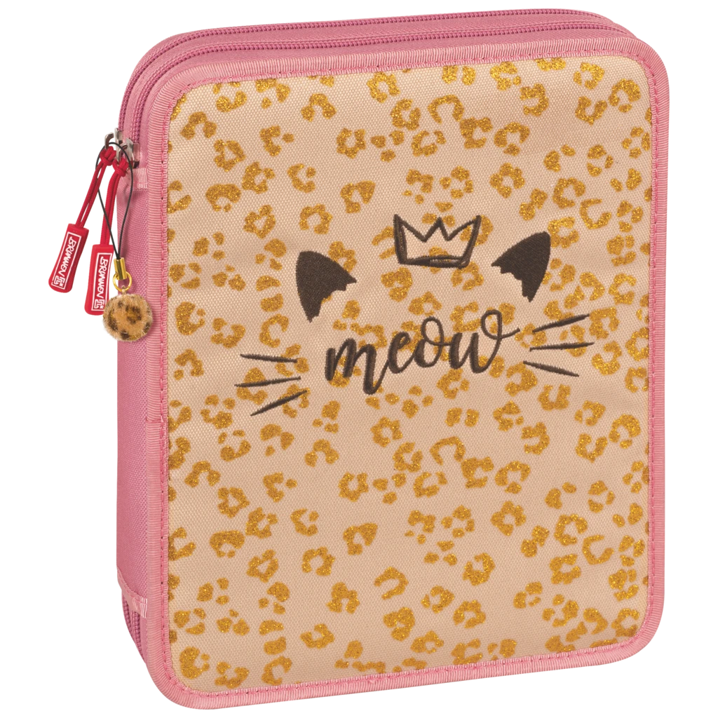 Pennskrin XXL Sweet Wild Cat | 2 dragkedjor, rosa