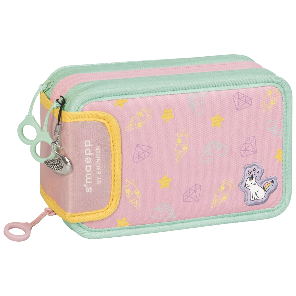 Pennskrin s'maepp “Sweet Unicorn” | 3 dragkedjor, mångfärgad, pastellfärgad
