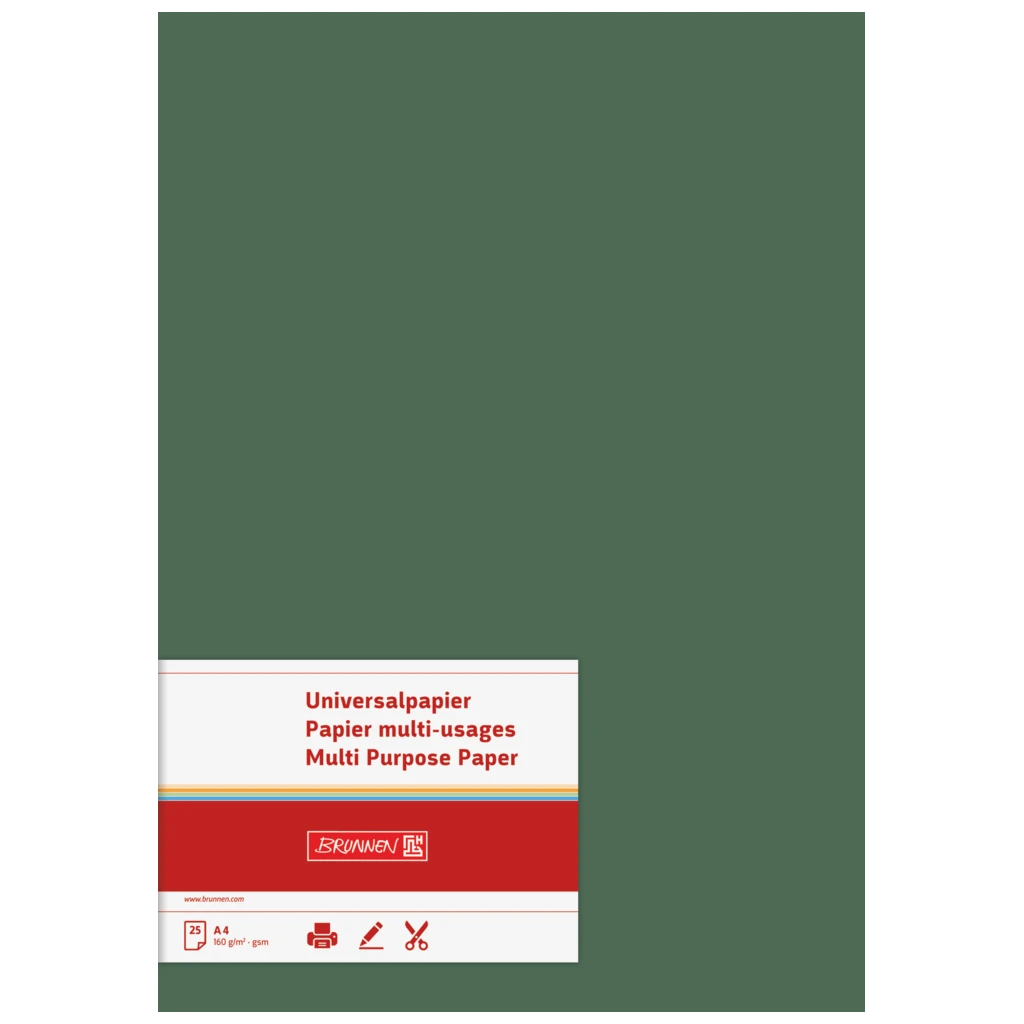 Multifunktionellt papper Universellt papper | A4, 160 g/m², mossgrön, 25 blad