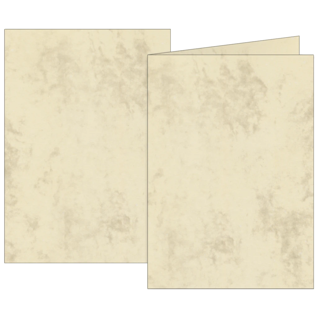 Vikbara kort Universellt papper marmor | A6, 160 g/m², chamois, 10 styck