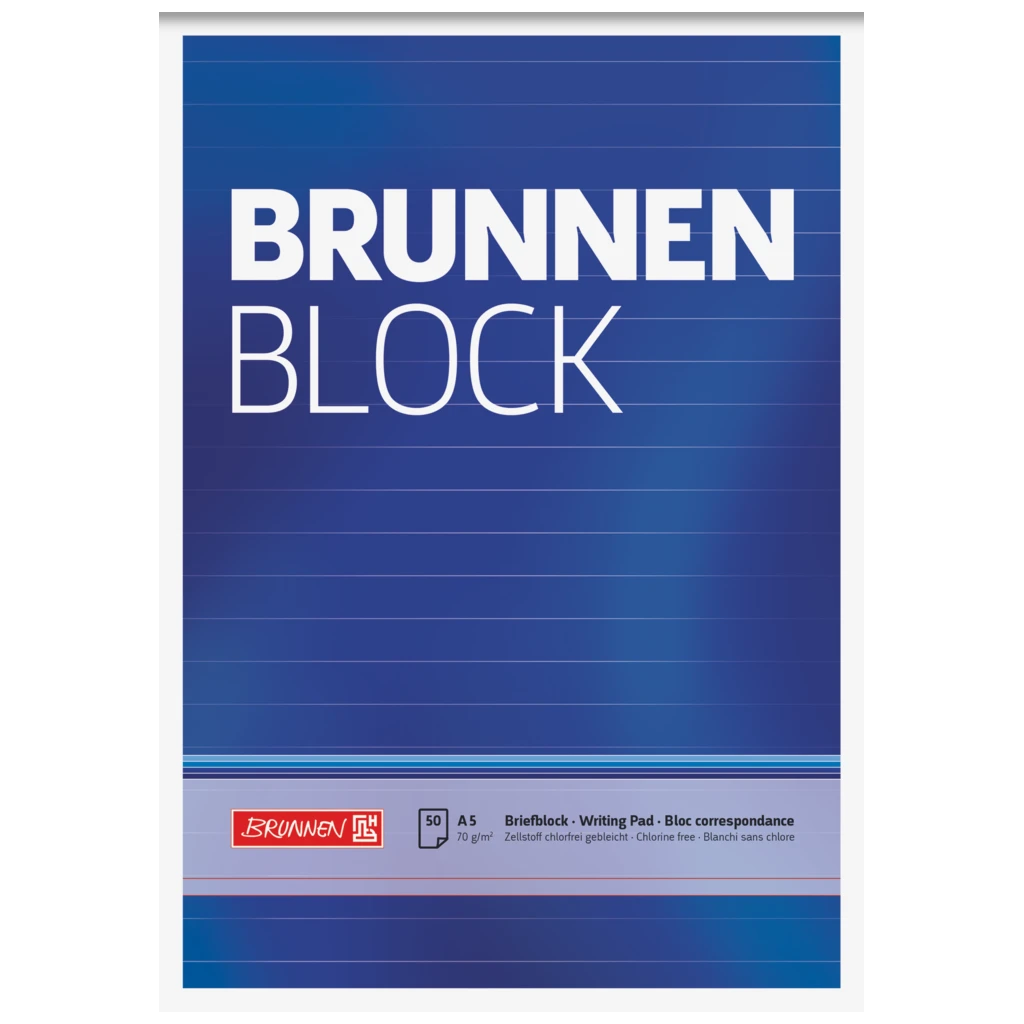 Brevpapper “BRUNNEN-Block” | A5, linjerat, 50 blad / 100 sidor, blå