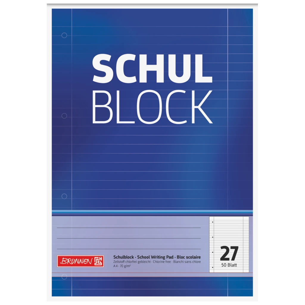 Skolblock perforerad | A4, linjal 27, 50 blad, blå