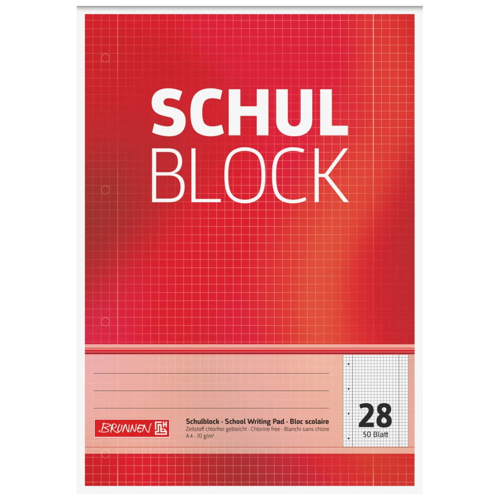 Skolblock perforerad | A4, linjal 28, 50 blad, röd