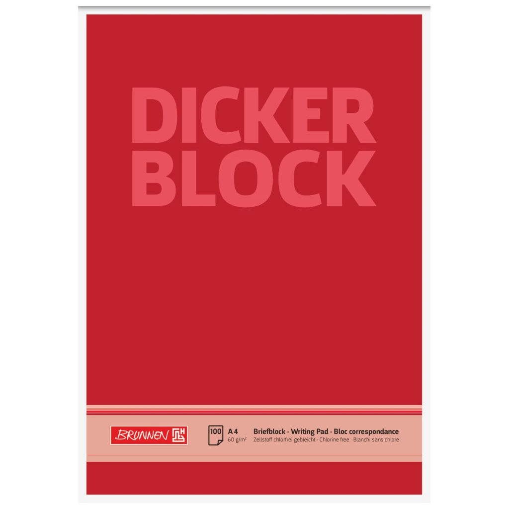 Brevpapper “Dicker Block” | A4, linjal 20, 100 blad / 200 sidor, röd
