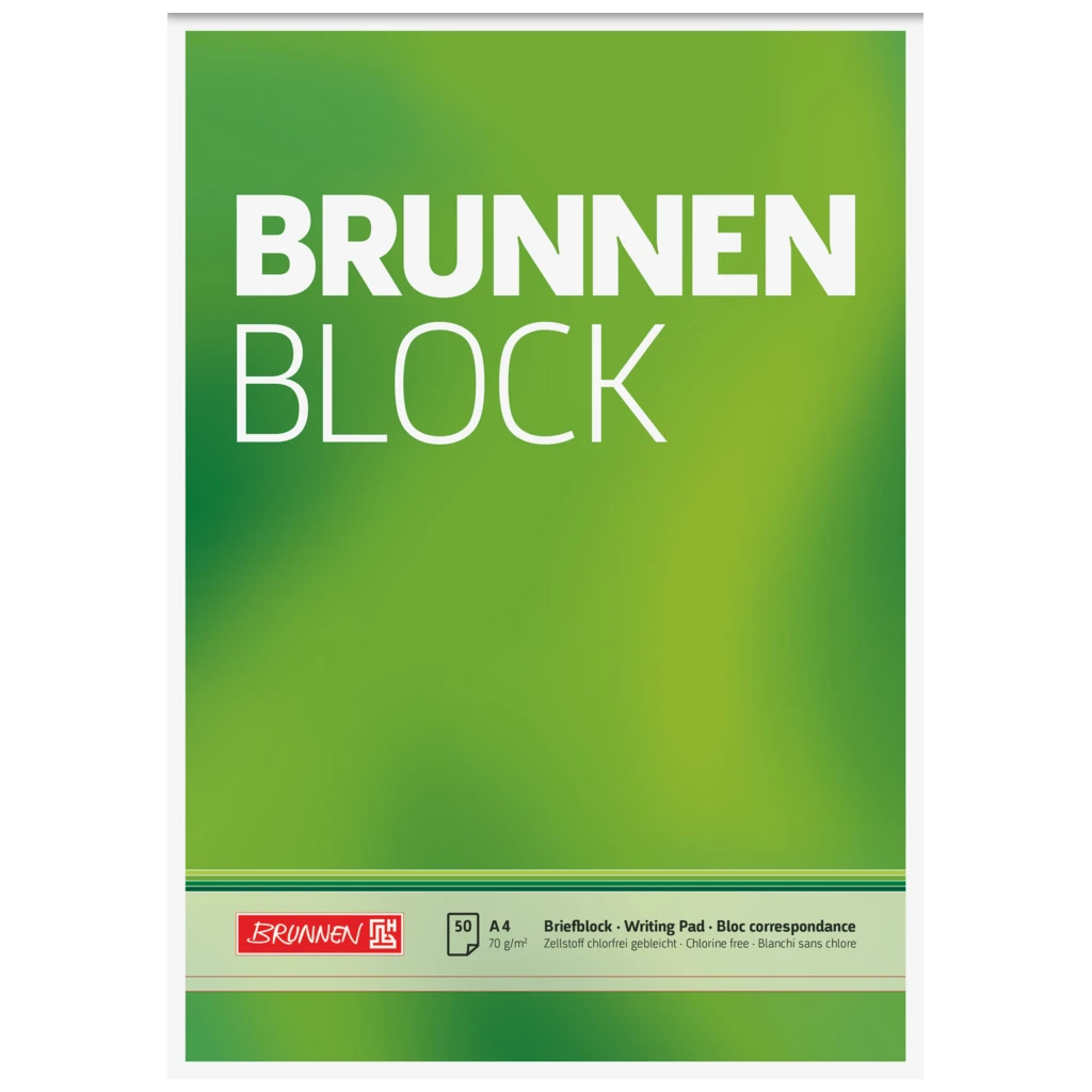 Brevpapper “BRUNNEN-Block” | A4, linjal 20, 50 blad / 100 sidor, grön