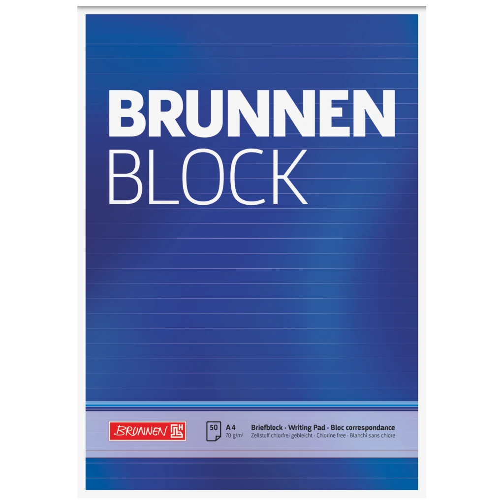 Brevpapper “BRUNNEN-Block” | A4, linjal 21, 50 blad / 100 sidor, blå