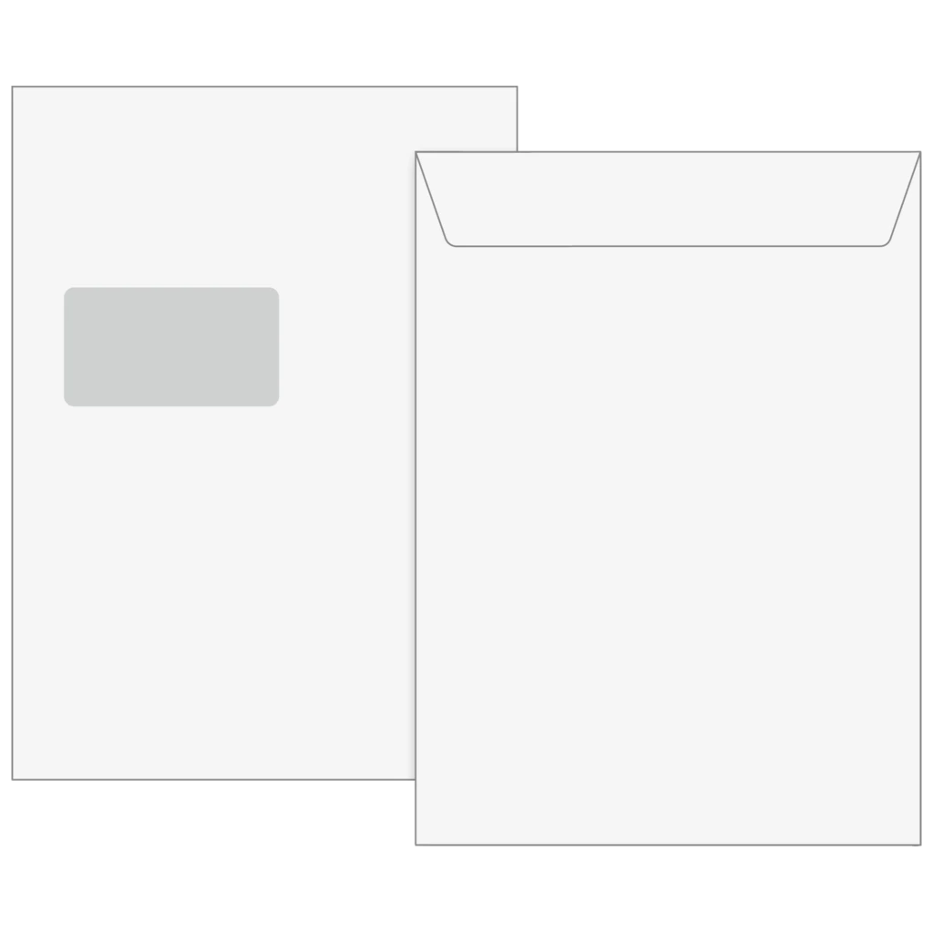 Kuvert med fönster | 229×324 mm, C4, 120 g/m², vit, 25 styck