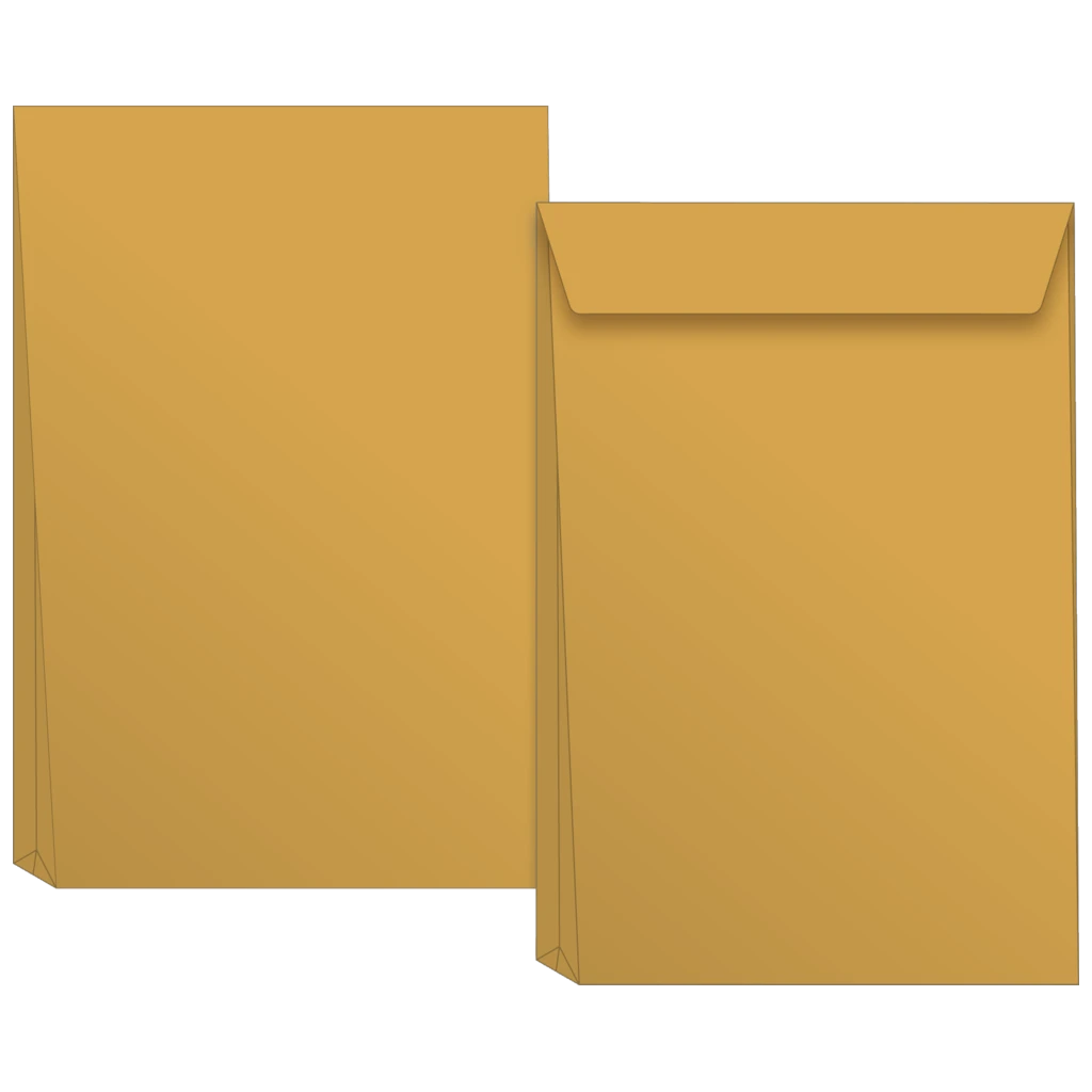 Kuvert med vikbar botten | 250×353 mm, B4, 130 g/m², brun, 5 styck