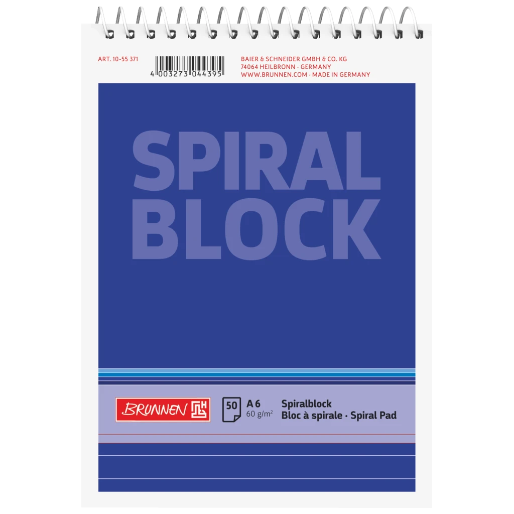 Spiralformat anteckningsblock | A6, linjerat, 50 blad / 100 sidor, blå