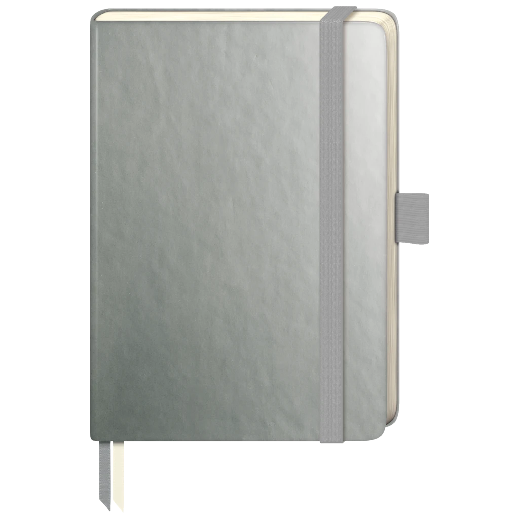 Anteckningsbok Kompagnon Metallic | A6, prickad, Försluts med gummiband, silver