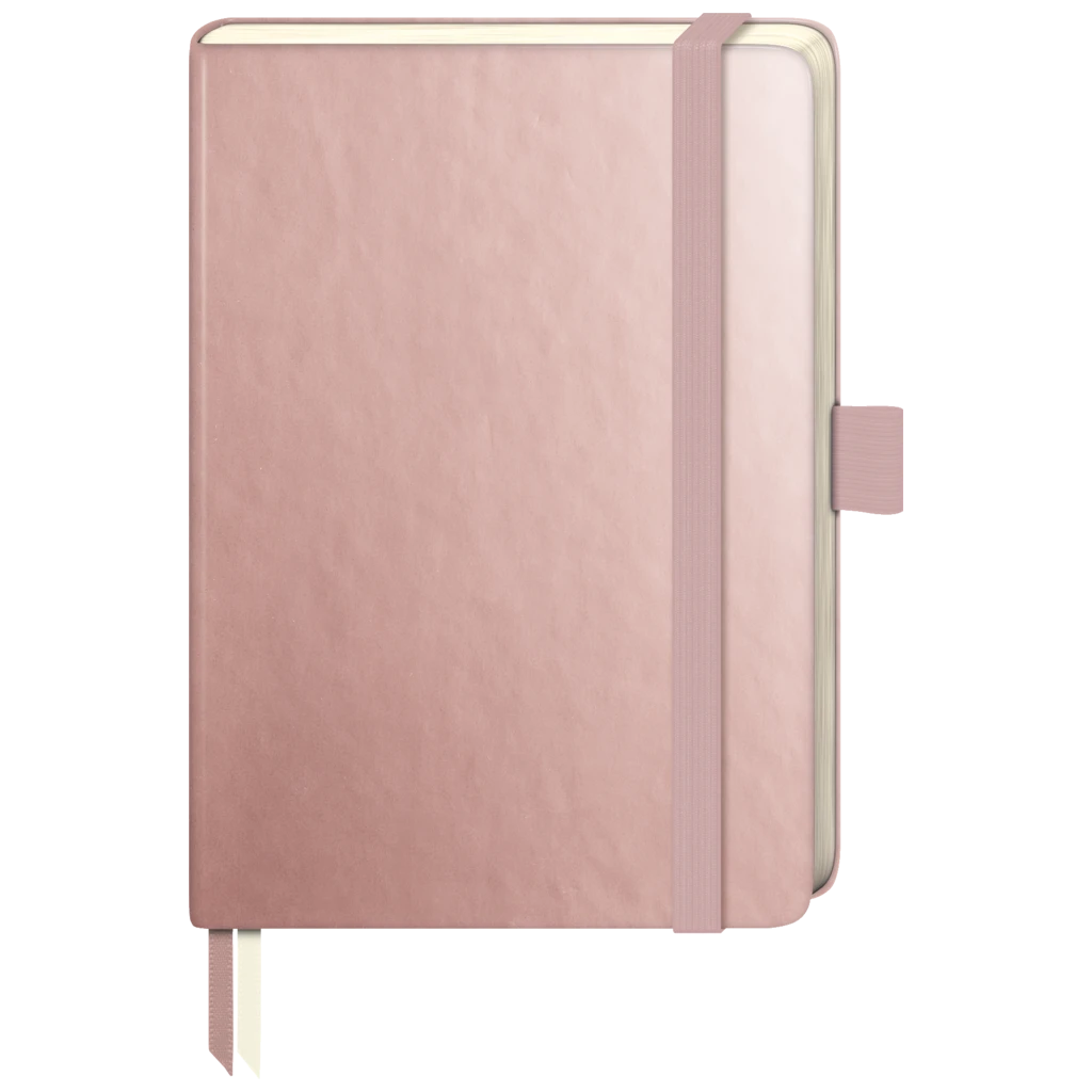 Anteckningsbok Kompagnon Metallic | A6, dottad, Försluts med gummiband, roséguld