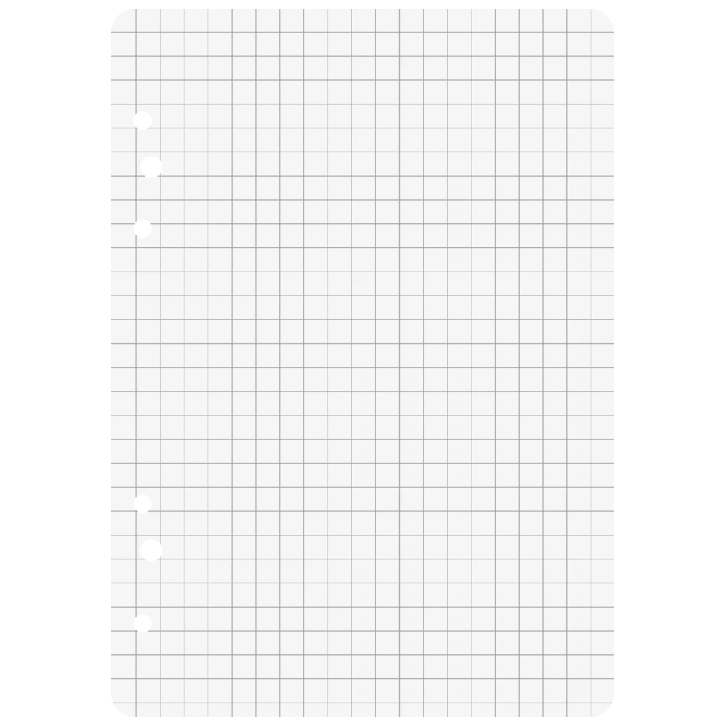 Inlagor till ringpärmar | A6, 5 mm rutat, vit, 50 blad