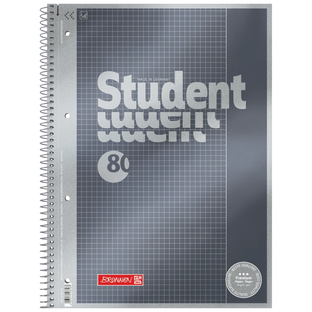 Kollegieblock Premium Student | A4, linjal 26, 80 blad / 160 sidor, antracit