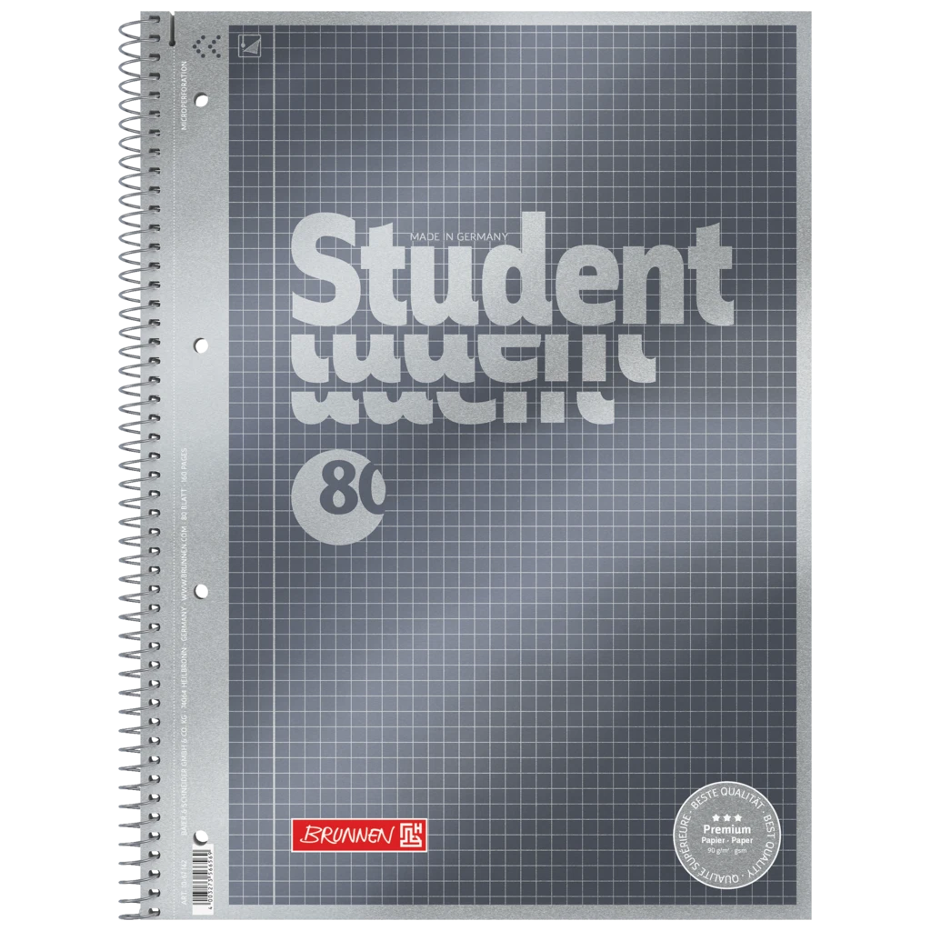 Kollegieblock Premium Student | A4, linjal 22, 80 blad / 160 sidor, antracit