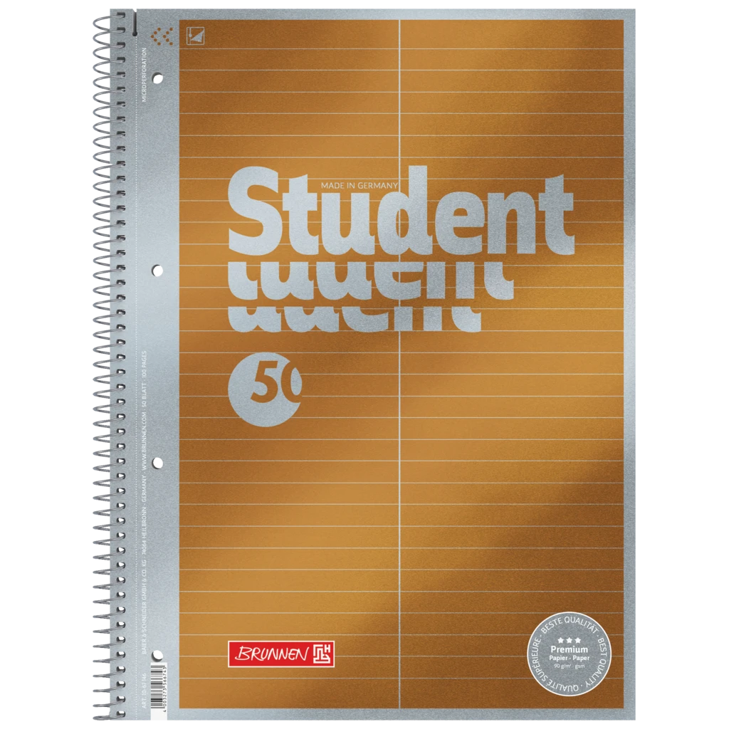 Kollegieblock Premium Student “Vokabulär” | A4, linjal 53, 50 blad / 100 sidor, gul