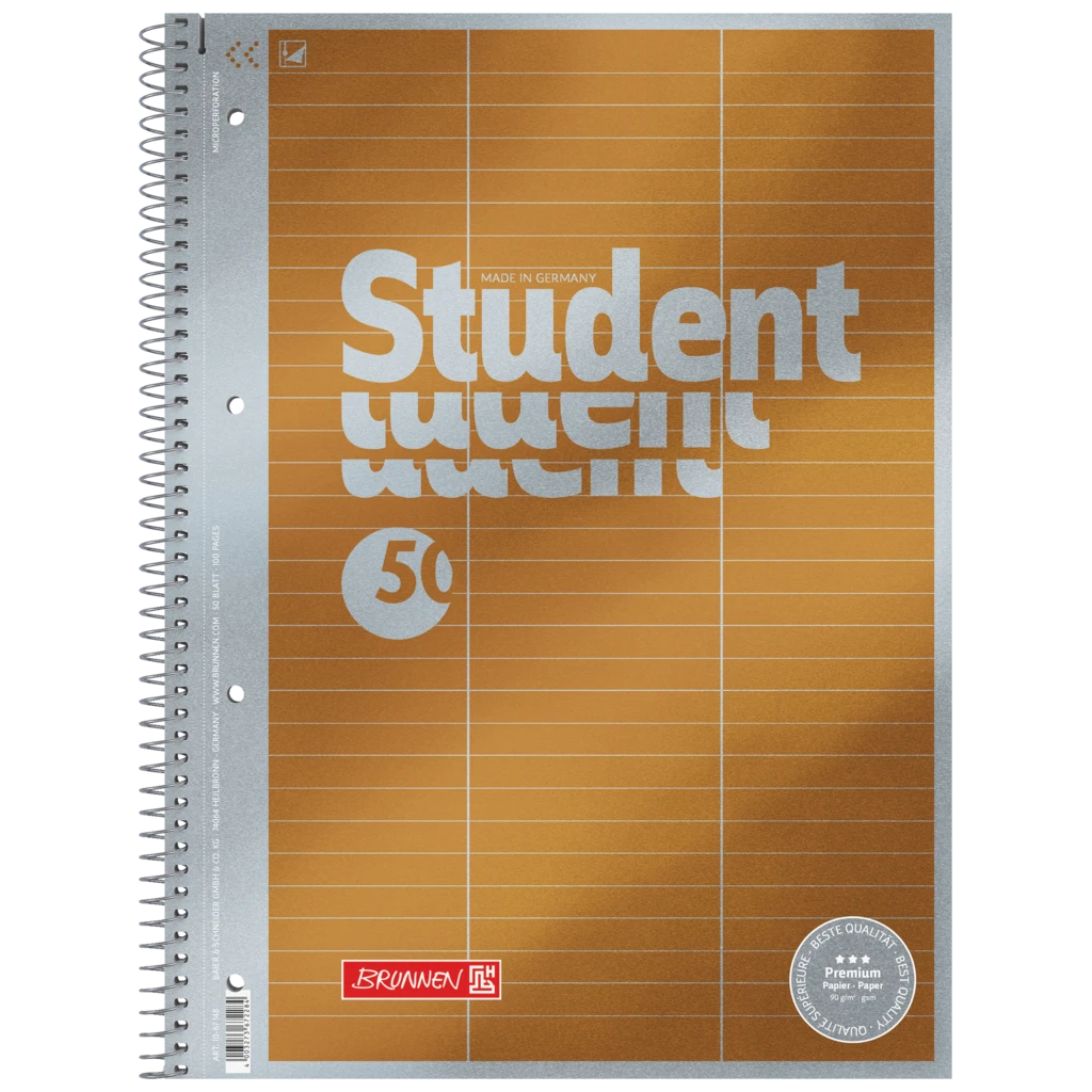 Kollegieblock Premium Student “Vokabulär” | A4, linjal 54, 50 blad / 100 sidor, gul