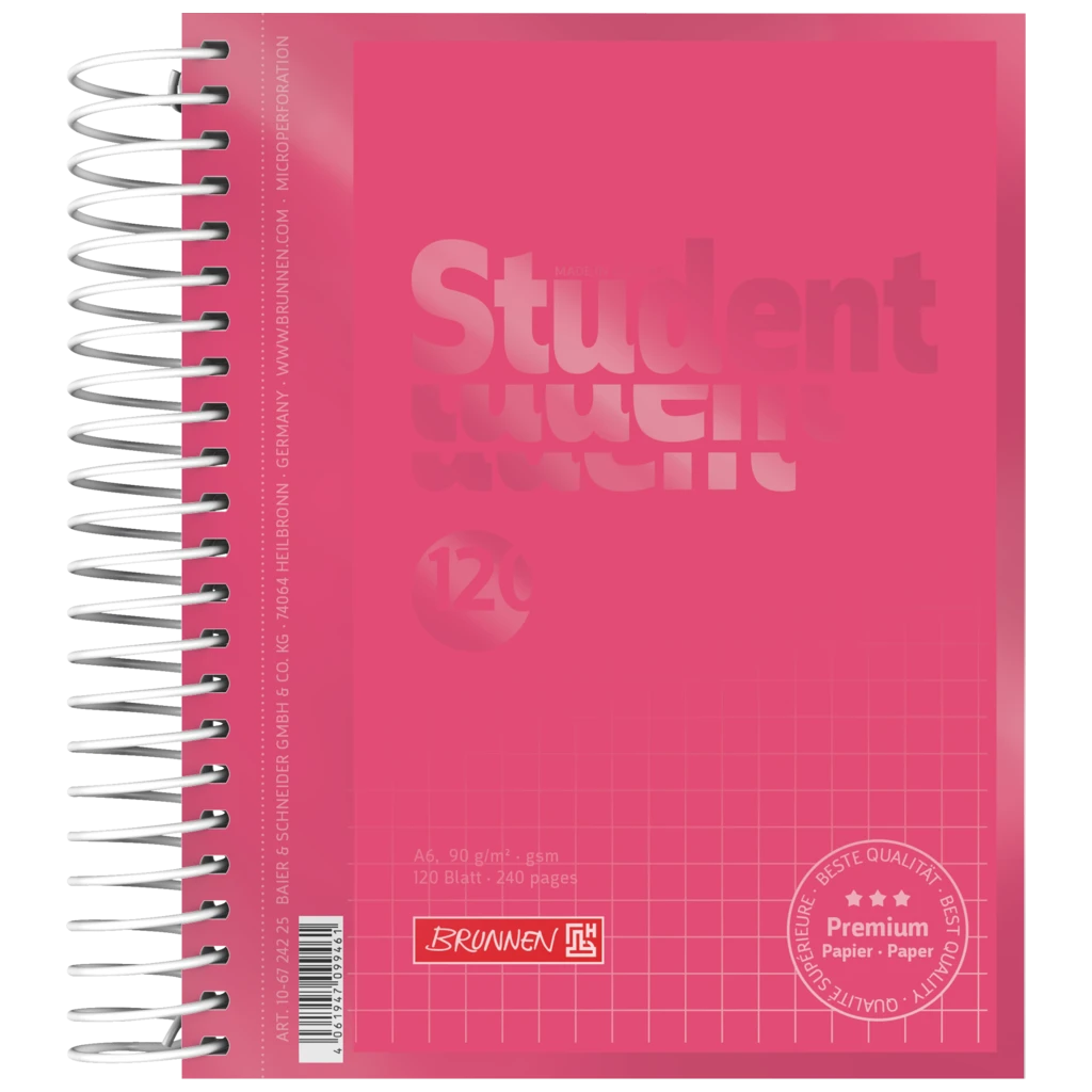 Kollegieblock Premium Student Colour Code | A6, rutat, 120 blad / 240 sidor, tulip